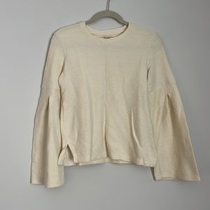 Madewell Cream Knit Sweater with Bell Sleeves Size Small